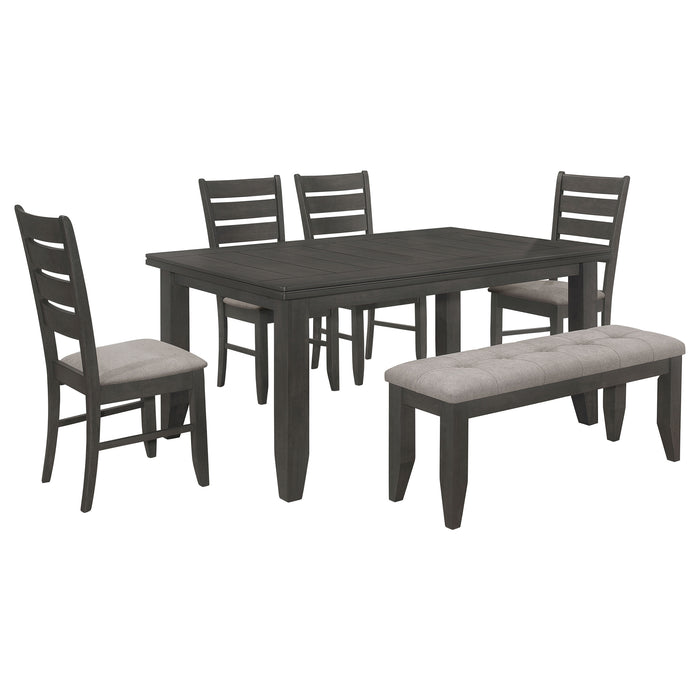 Dalila 6-piece Rectangular Dining Table Set Dark Grey