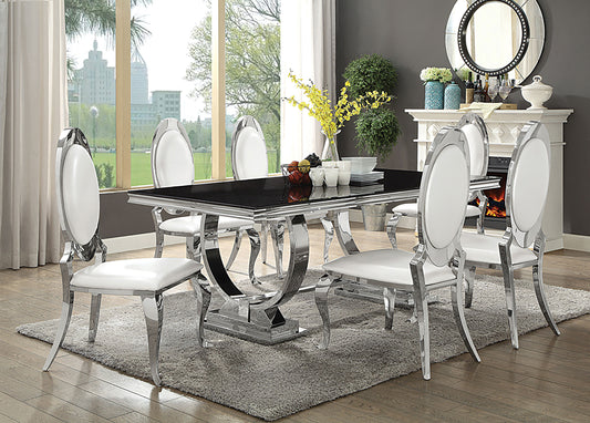 Antoine 7-piece Rectangular Glass Top Dining Set Chrome