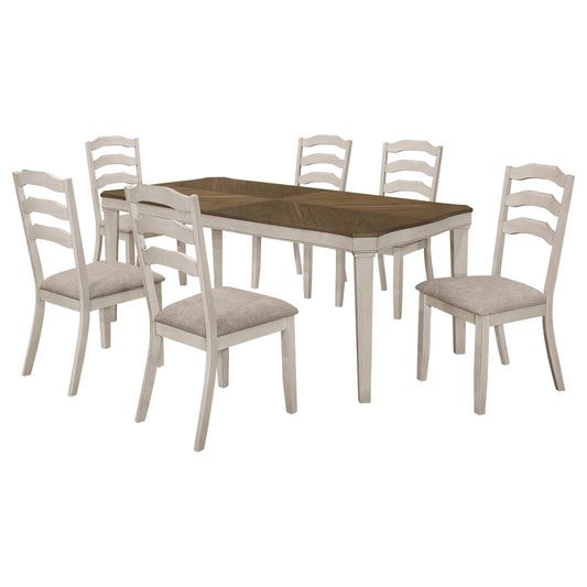 Ronnie 7-piece Rectangular Dining Table Set Rustic Cream