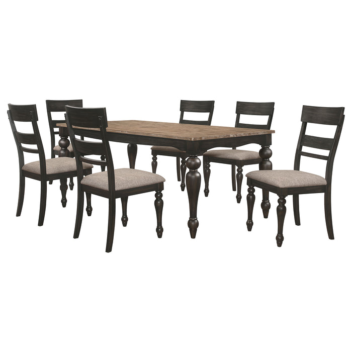 Bridget 7-piece Rectangular Dining Set Charcoal Sand Through