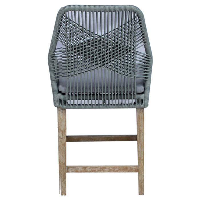 Nakia Woven Rope Counter Chair with Cushion Grey (Set of 2)