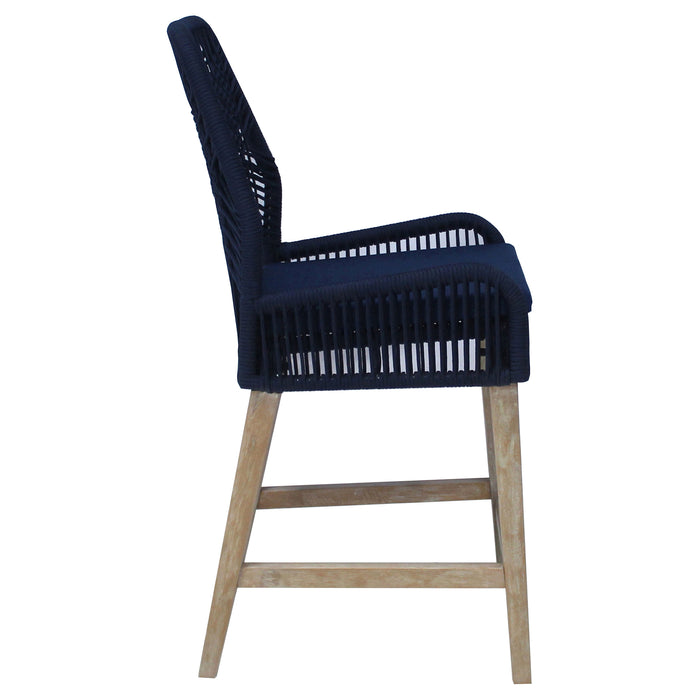 Nakia Woven Rope Counter Chair with Cushion Navy (Set of 2)