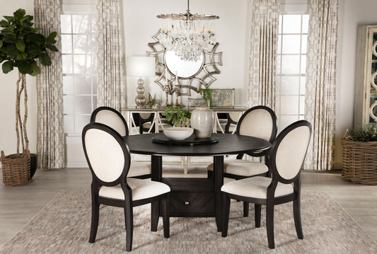 Twyla 5-piece Round Storage Base Dining Table Set Dark Cocoa