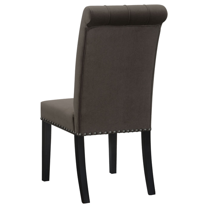 Alana Velvet Upholstered Dining Side Chair Brown (Set of 2)