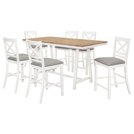 Hollis 7-piece Counter Height Dining Set Brown and White