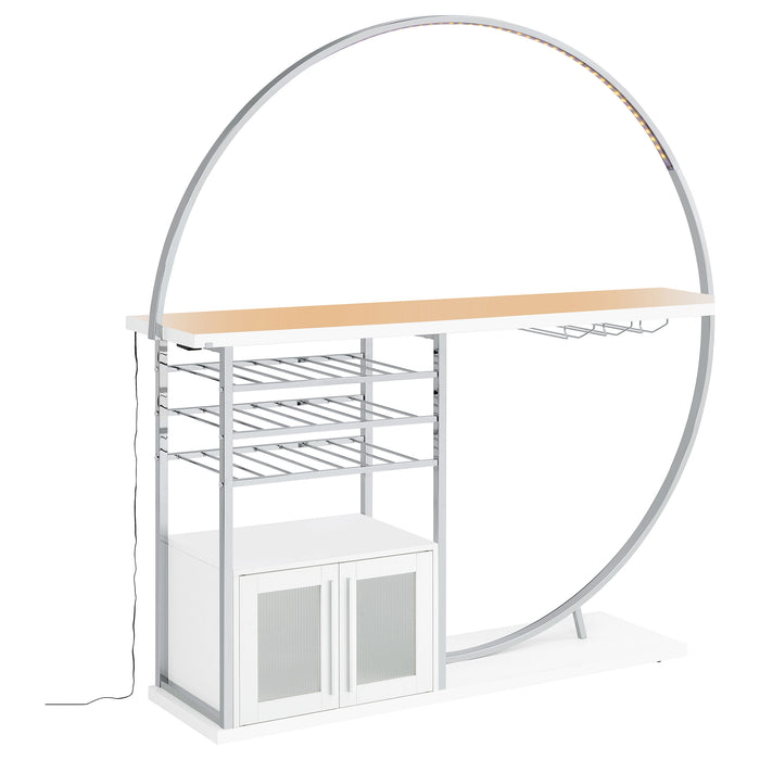 Risley 2-door Circular LED Home Bar Cabinet White High Gloss