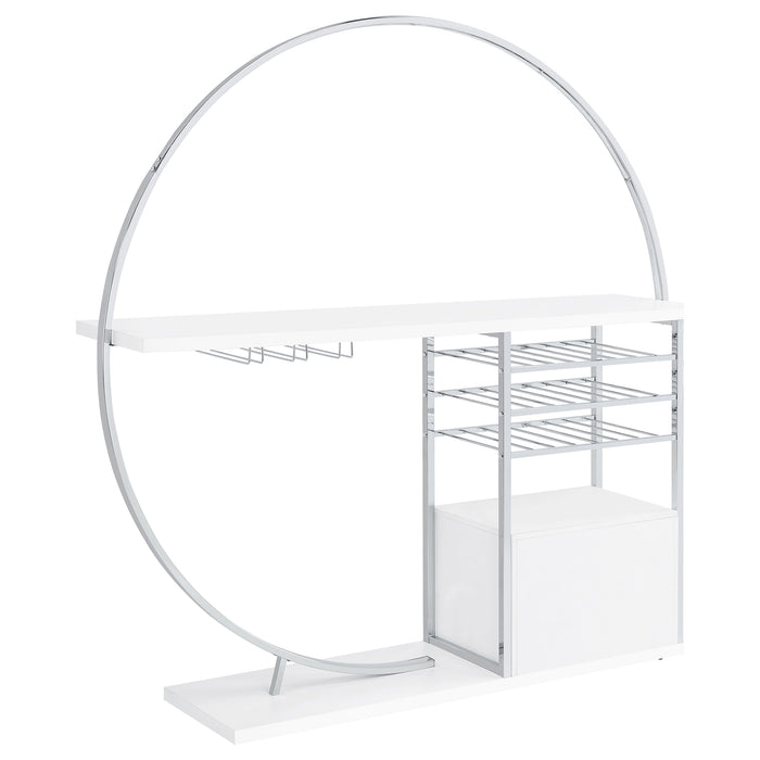 Risley 2-door Circular LED Home Bar Cabinet White High Gloss