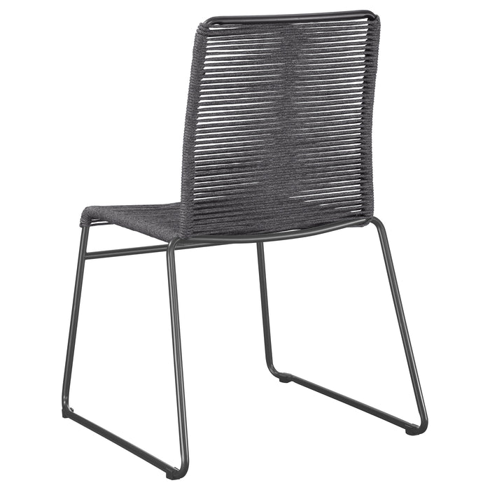 Jerome Woven Rope Stackable Side Chair Charcoal (Set of 2)