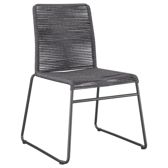 Jerome Woven Rope Stackable Side Chair Charcoal (Set of 2)