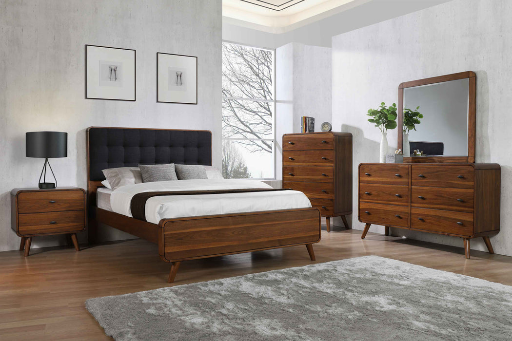 Robyn Wood Eastern King Panel Bed Dark Walnut