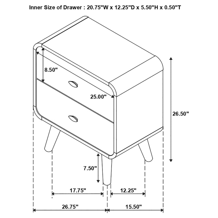 Robyn 2-drawer Nightstand Dark Walnut