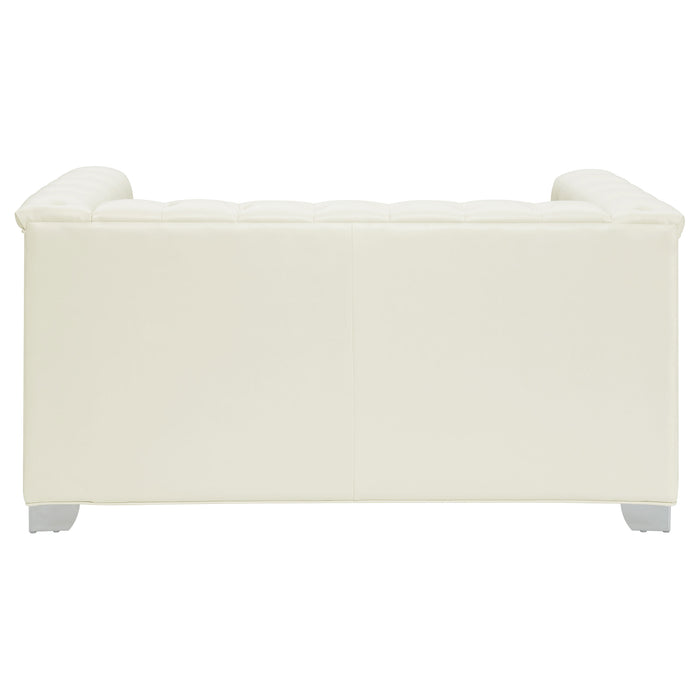 Chaviano 2-piece Upholstered Track Arm Sofa Set Pearl White