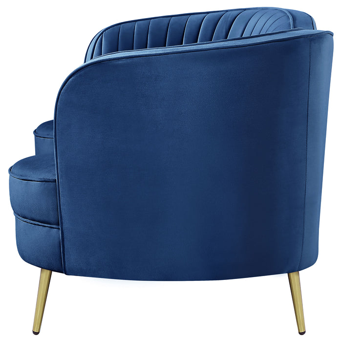 Sophia Upholstered Channel Tufted Loveseat Blue