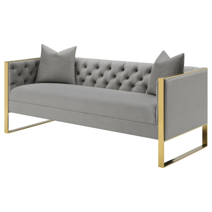 Eastbrook Velvet Upholstered Tufted Sofa Grey