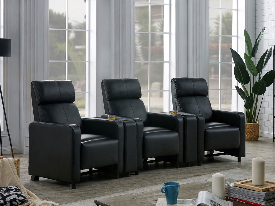 Toohey Upholstered Tufted Recliner Living Room Set Black