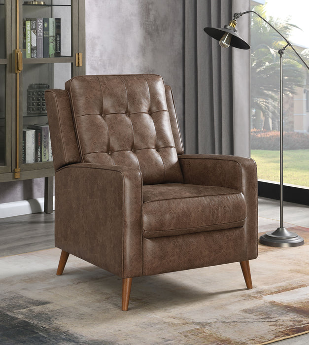 Davidson Upholstered Tufted Push Back Recliner Brown