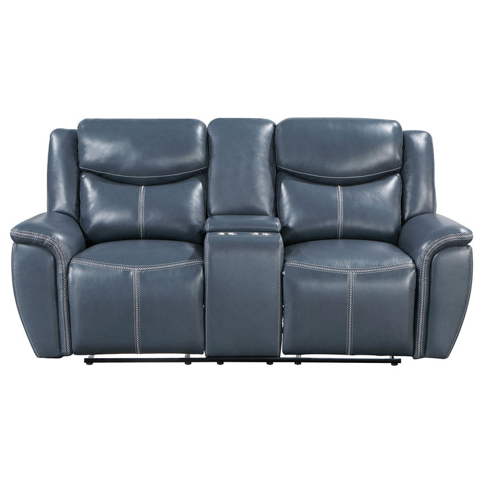 Sloane Upholstered Padded Arm Reclining Loveseat Blue