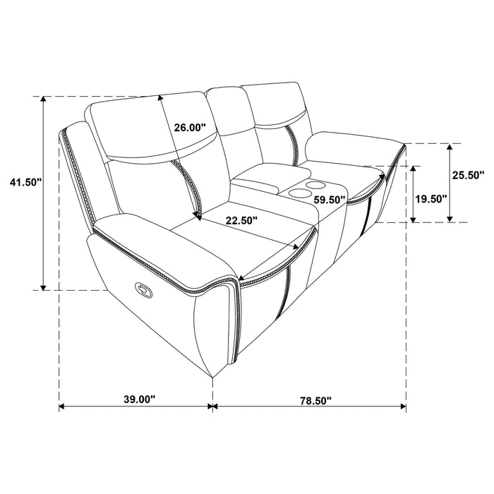 Sloane Upholstered Padded Arm Reclining Loveseat Blue