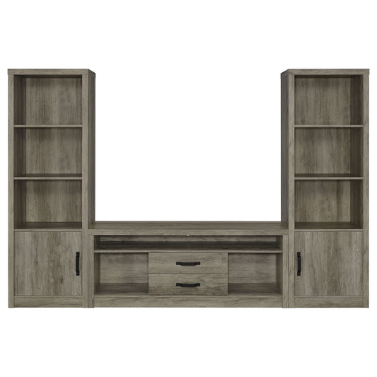 Burke 3-piece 59" TV Entertainment Center Grey Driftwood