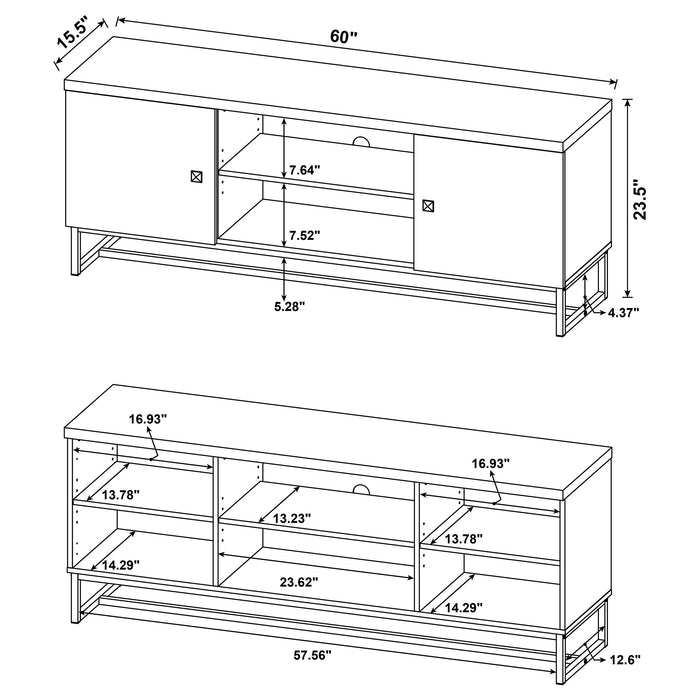 Myles 2-door Engineered Wood 60" TV Stand Rustic Oak