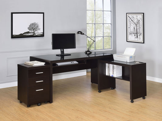 Skeena 3-piece Home Office Computer Desk Set Cappuccino