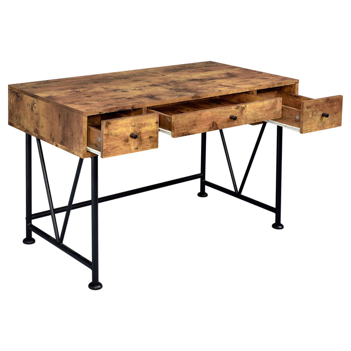 Analiese 47-inch 3-drawer Writing Desk Rustic Nutmeg