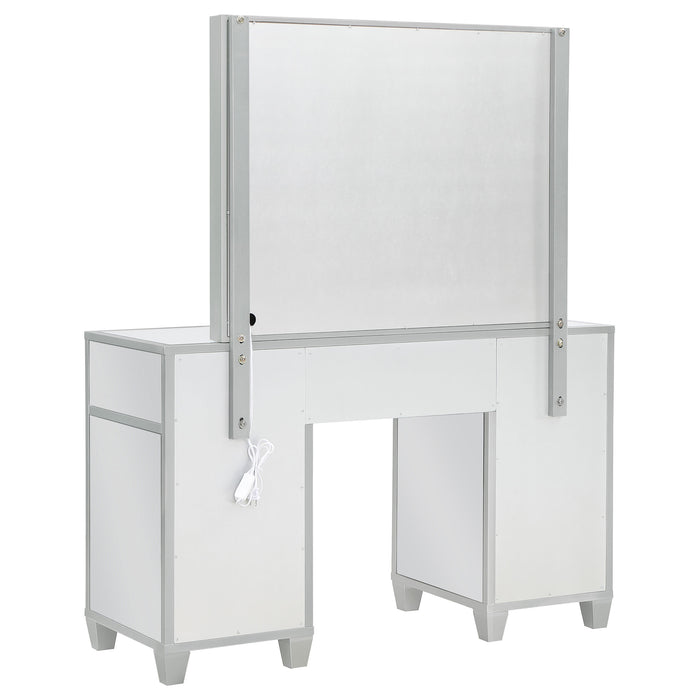 Allora 9-drawer Vanity Set with Lighting Metallic Silver