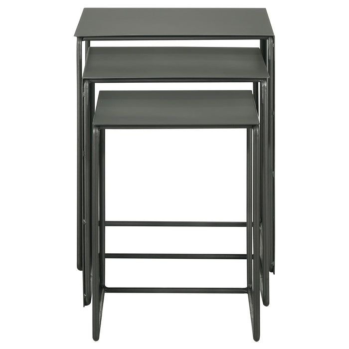 Imez 3-piece Rectangular Metal Nesting Table Set Grey