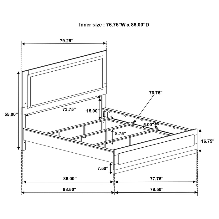 Caraway Wood California King LED Panel Bed White