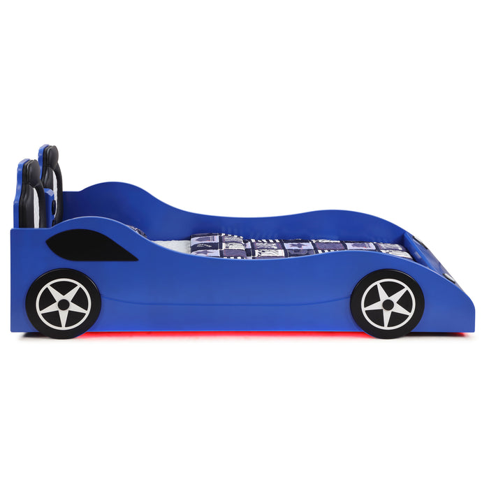 Cruiser Wood Twin LED Car Bed Blue