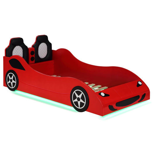 Cruiser Wood Twin LED Car Bed Red