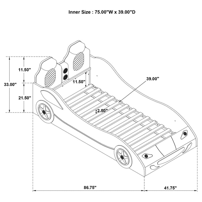 Cruiser Wood Twin LED Car Bed Red