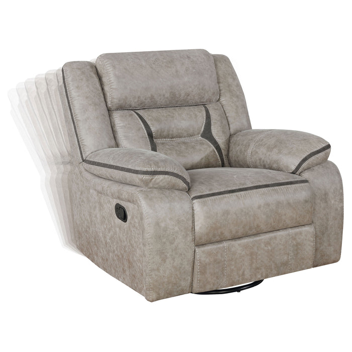 Greer Upholstered Swivel Glider Recliner Chair Taupe