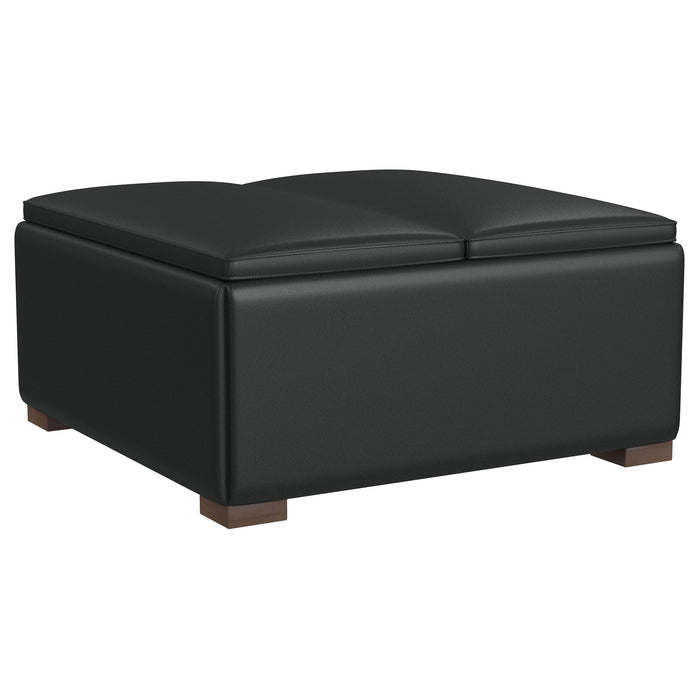 Paris Upholstered Storage Ottoman with Tray Black