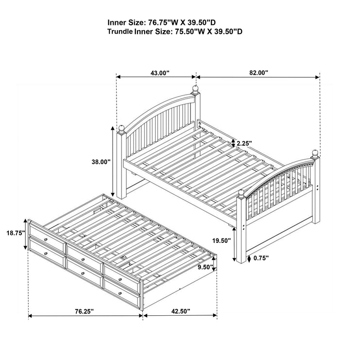 Norwood 3-drawer Twin Bed with Captains Trundle Chestnut