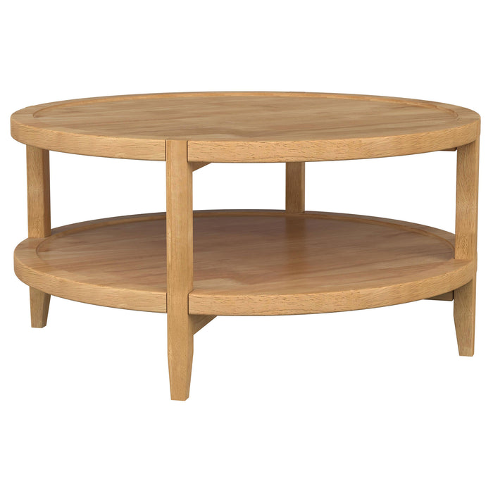 Camillo Round Solid Wood Coffee Table Maple Brown