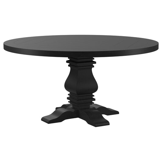 Florence Round 60-inch Pedestal Base Dining Table Black