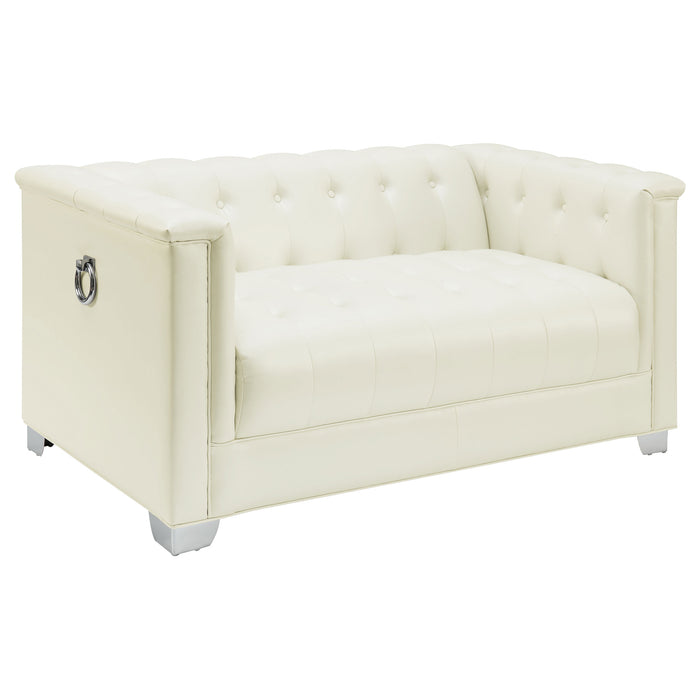 Chaviano 4-piece Upholstered Track Arm Sofa Set Pearl White