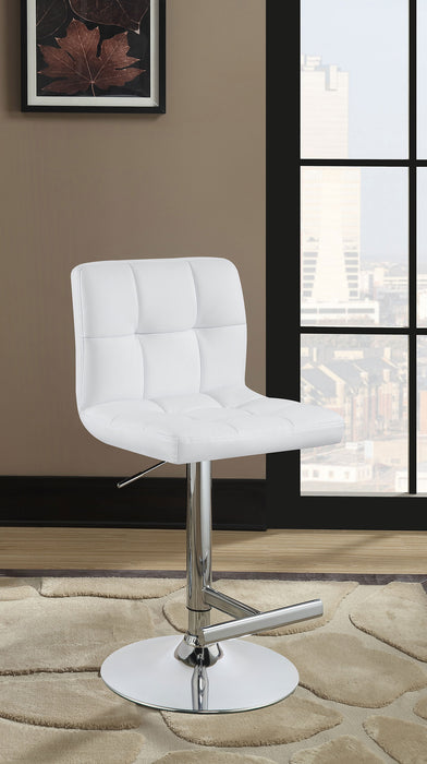 Lenny Upholstered Adjustable Bar Stool White (Set of 2)