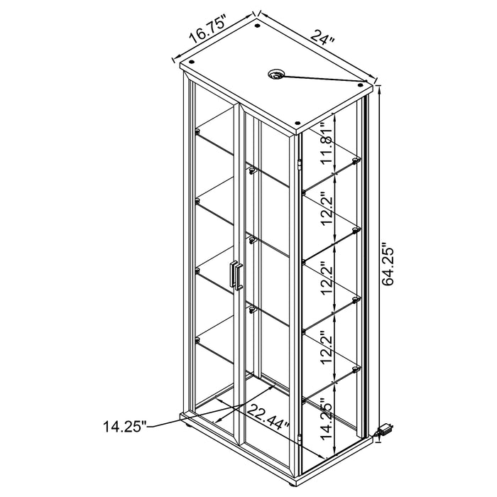 Aero 4-shelf Display Curio Cabinet with LED Lighting Black