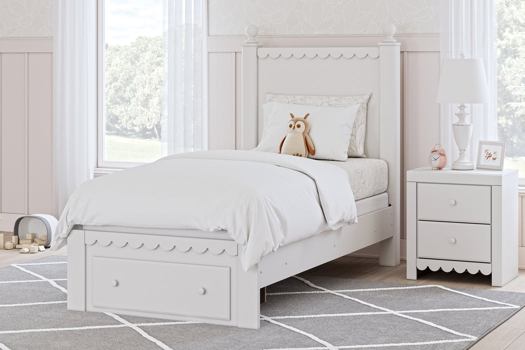 Mollviney Twin Panel Storage Bed with Mirrored Dresser