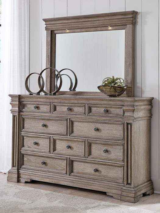 Blairhurst California King Panel Bed with Mirrored Dresser