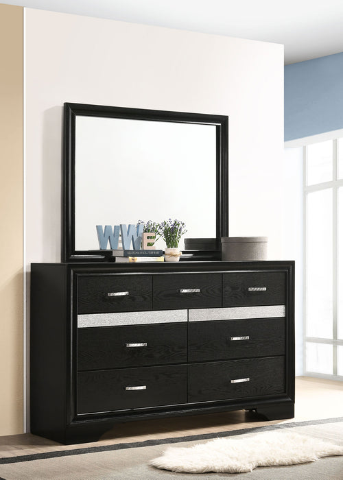 Miranda 7-drawer Dresser with Mirror Black