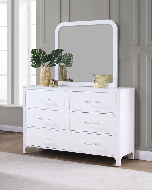 Anastasia 6-drawer Dresser with Mirror Pearl White