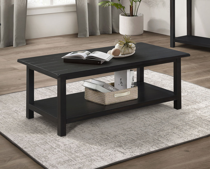 Payne Wood Coffee Table with Shelf Java