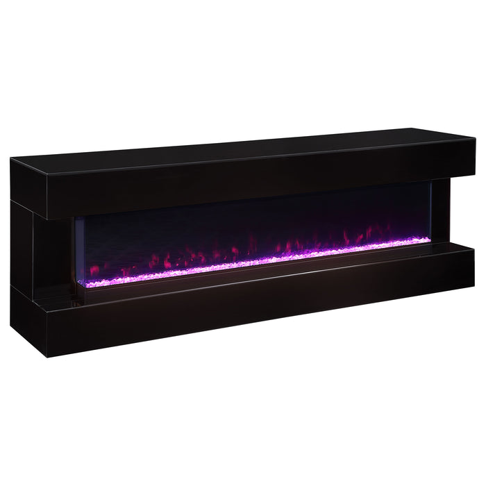 Vallerie 71" TV Stand with Visual Flame Box Black