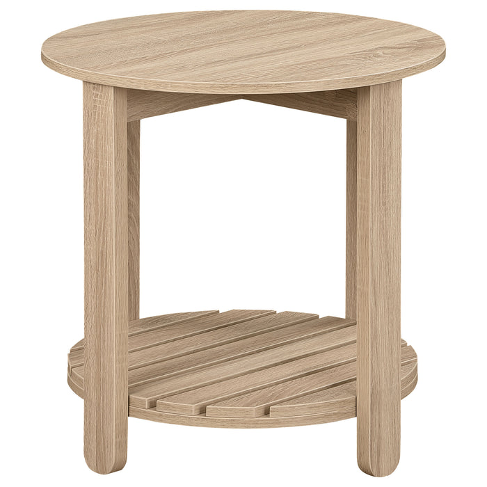 Fowler 1-shelf Round Engineered Wood Side End Table Natural