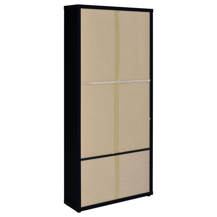 Hawthorne 4-shelf Glass Door Cabinet with Drawers Black