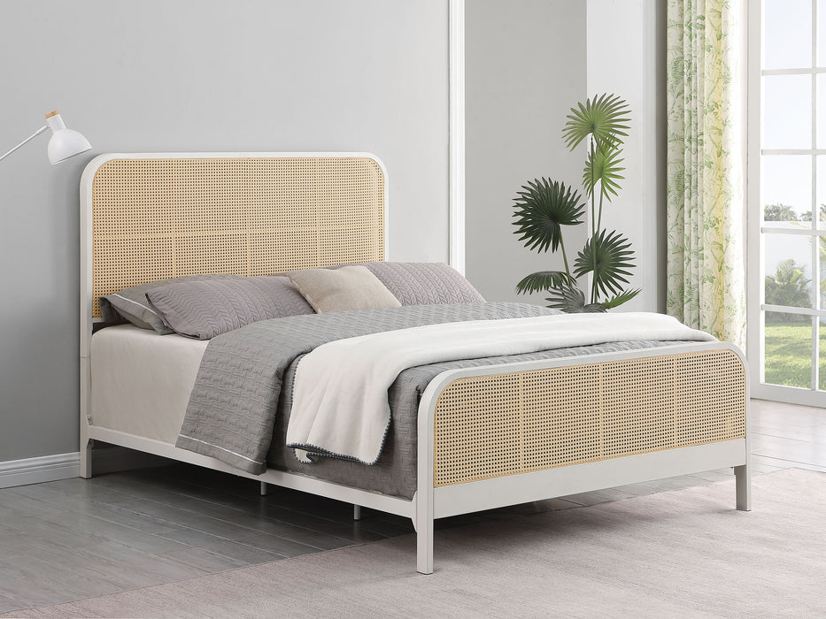 Lanewood Open Cane Webbing Metal Queen Bed White