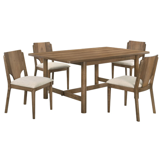 Crestmore 5-piece 71-inch Rectangular Dining Table Set Walnut